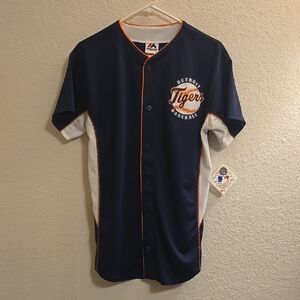 Majestic MLB Detroit Tigers Baseball Jersey - Navy Blue - Sz 18-20